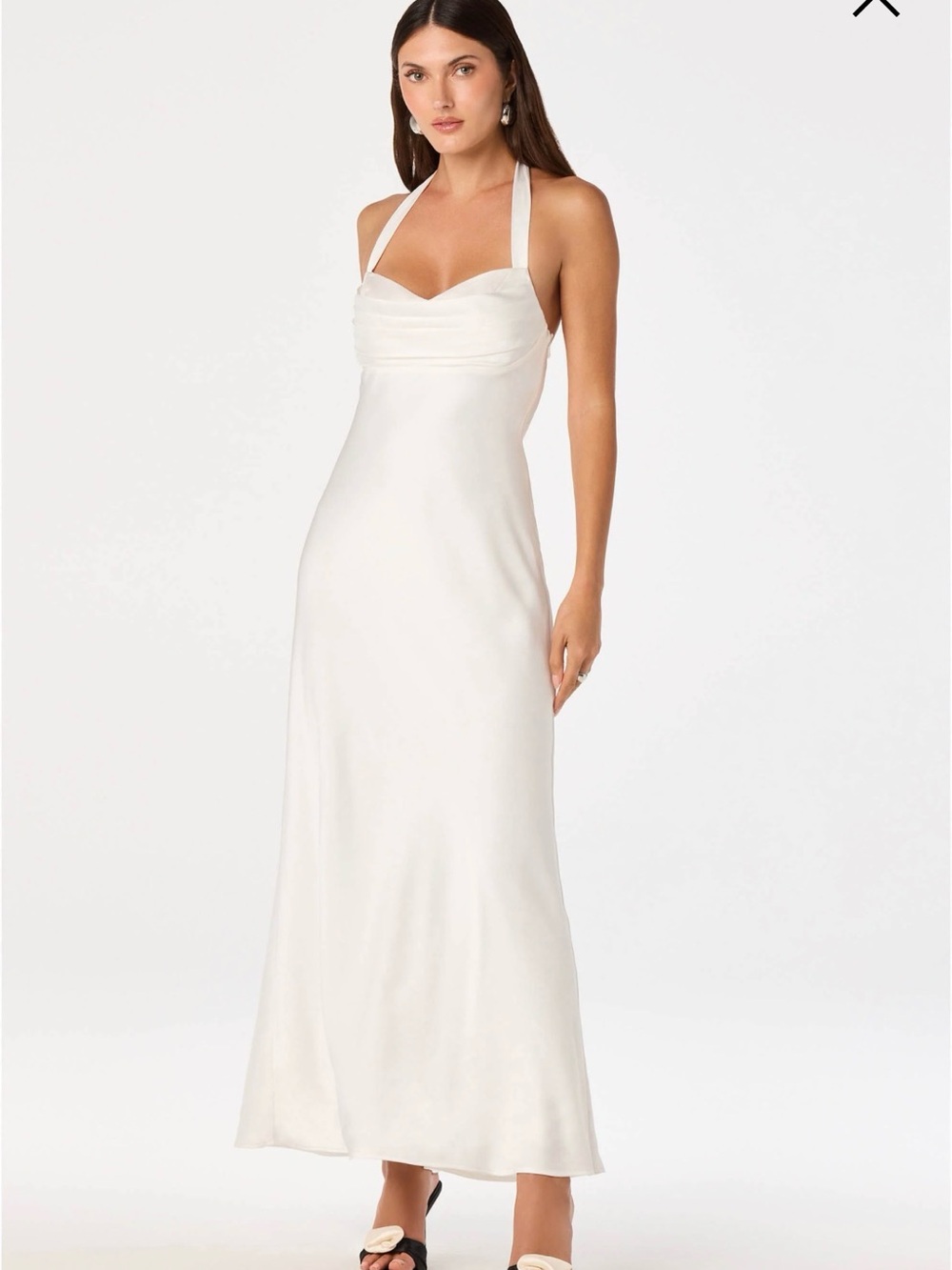 Astr Ivory Halter Satin Wedding Gown